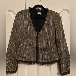 Braemar Elegant Tweed Blazer in Black and cream